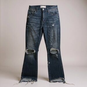 Mother Superior Insider High Rise Distressed Faded Black Jeans